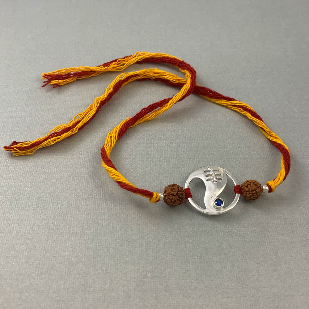 Ganesha Tilaka Silver Pendant Moli Rakhi Bracelet