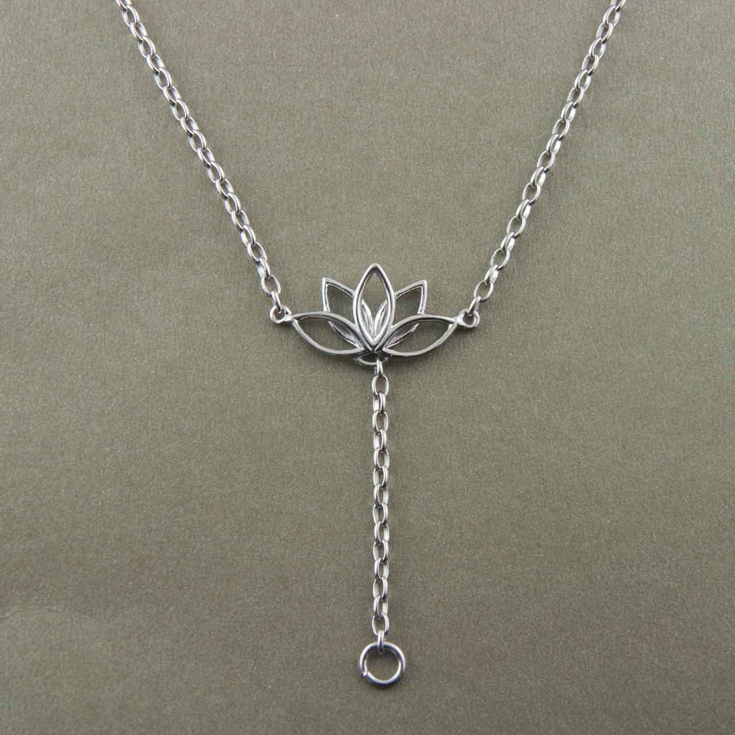 Lotus Silver Charmholder Necklace