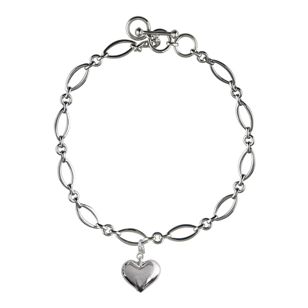 Loving Heart Silver Charm on Silver Charmholder Bracelet