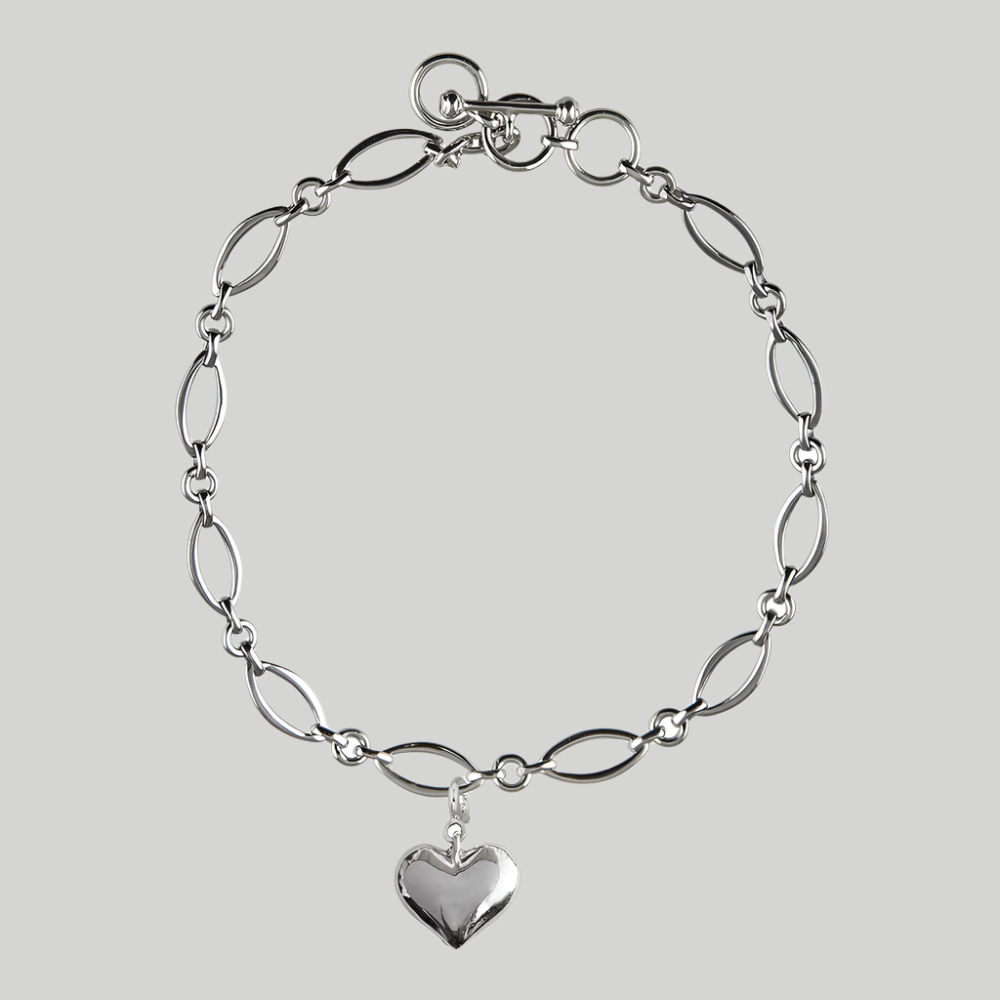 Loving Heart Silver Charm on Silver Charmholder Bracelet