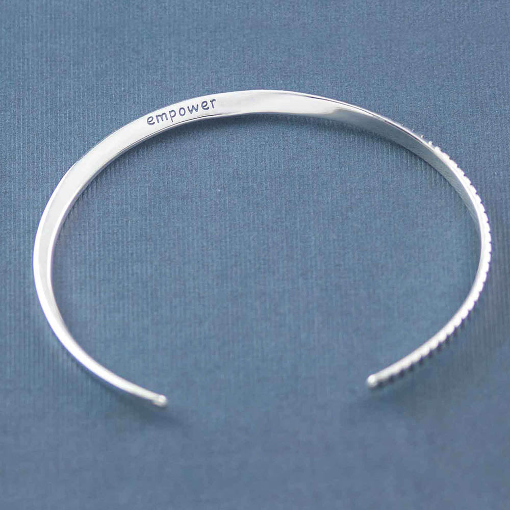 Empower Silver Message Cuff Bangle