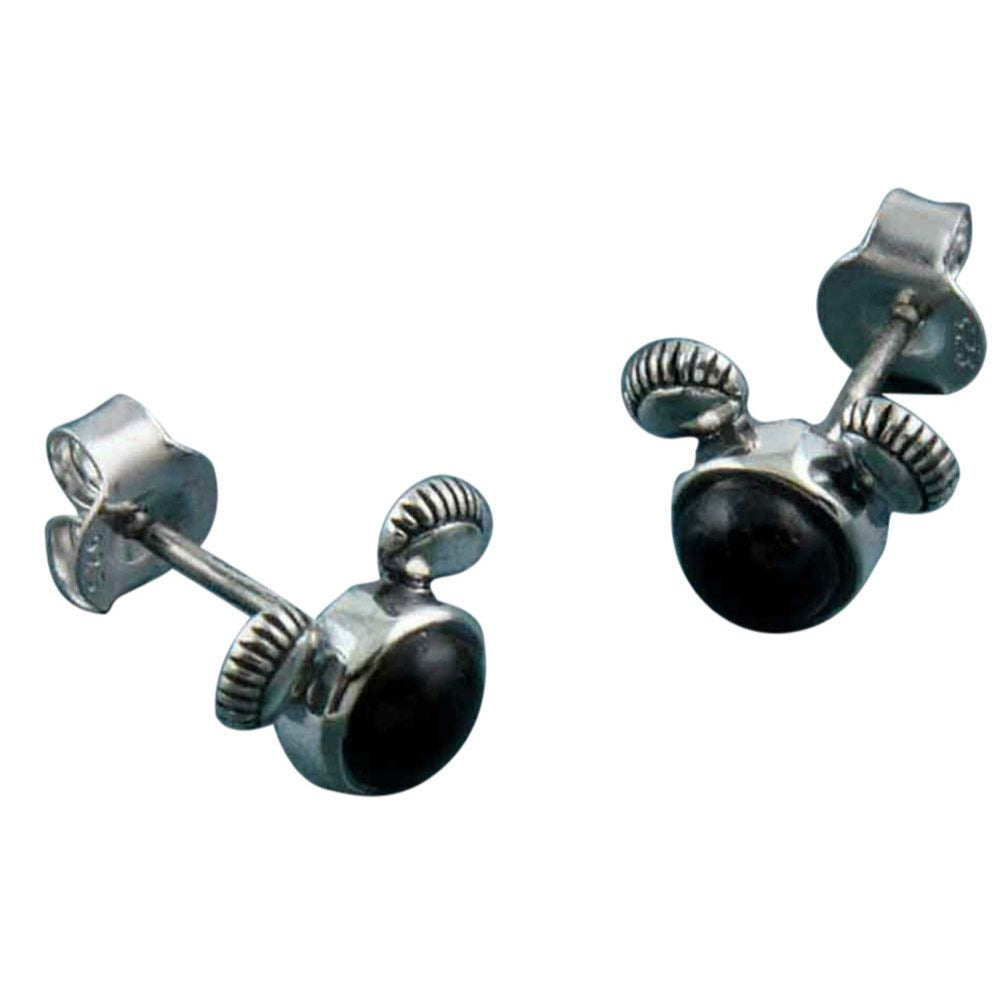 Playful Silver Stud Earrings in Black Onyx