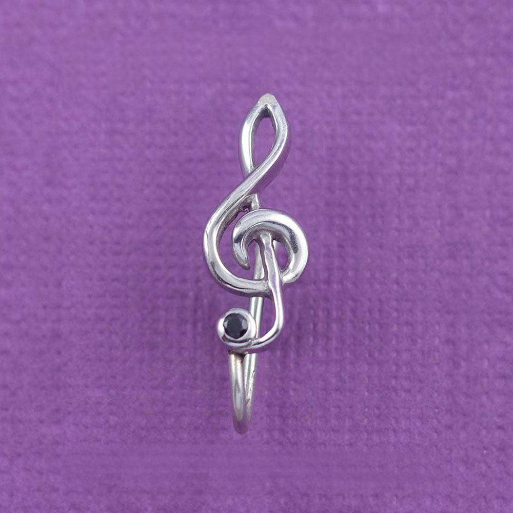 Musical Clef Clip-on Silver Nose Pin