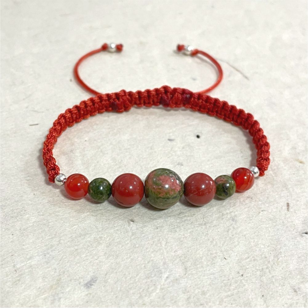 Nurture Yourself Adjustable Bracelet in Unakite, Red Jasper and Onyx