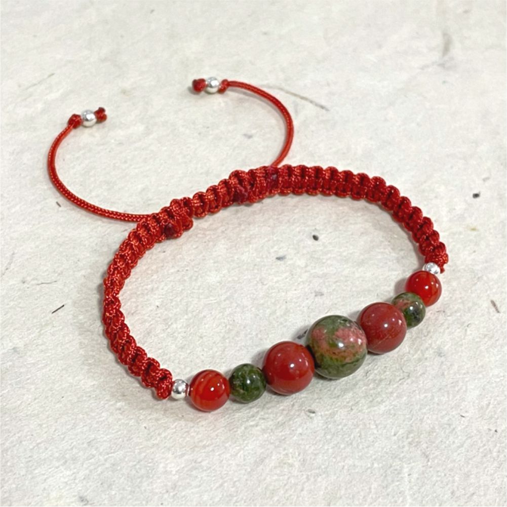 Nurture Yourself Adjustable Bracelet in Unakite, Red Jasper and Onyx