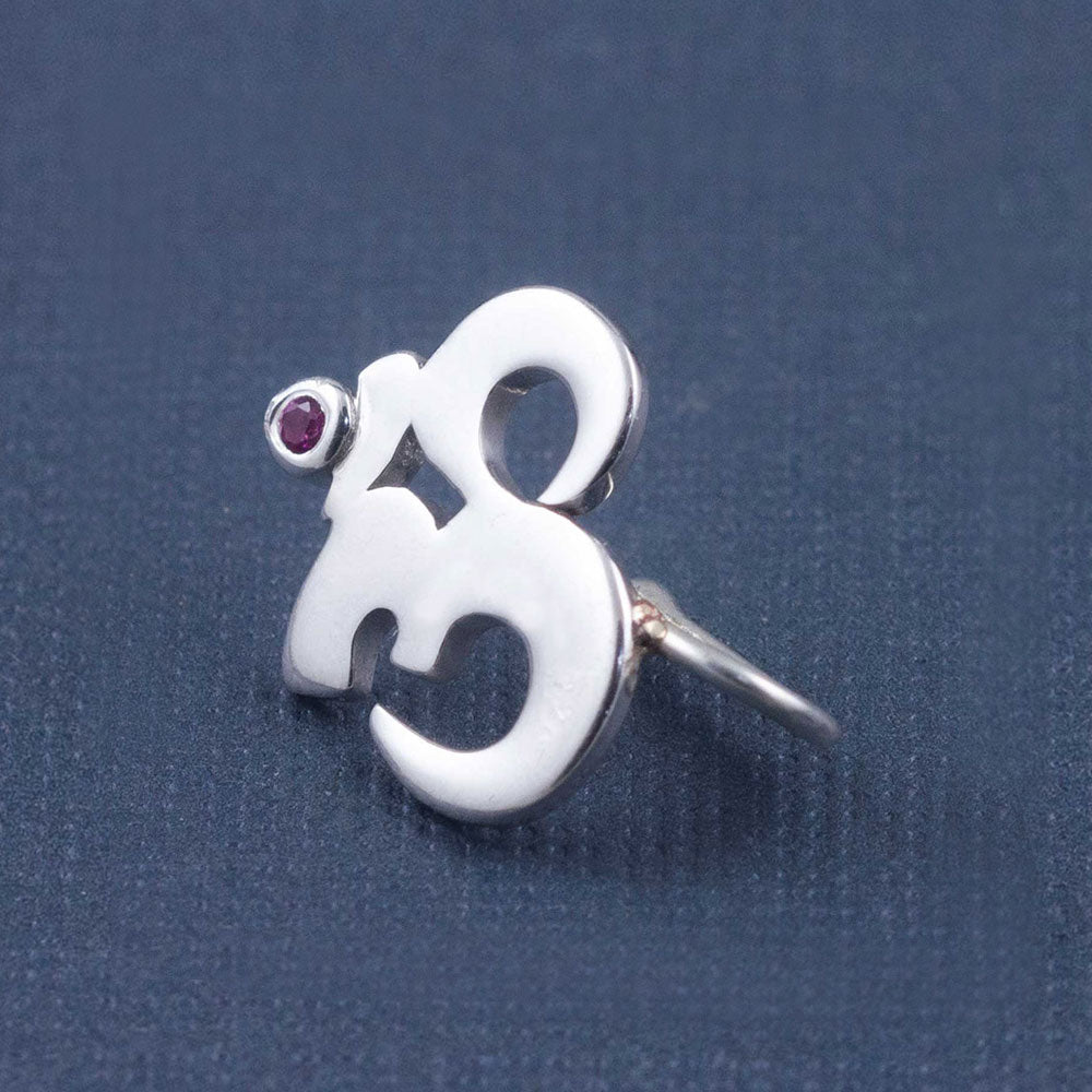 Om Clip-on Silver Nose Pin