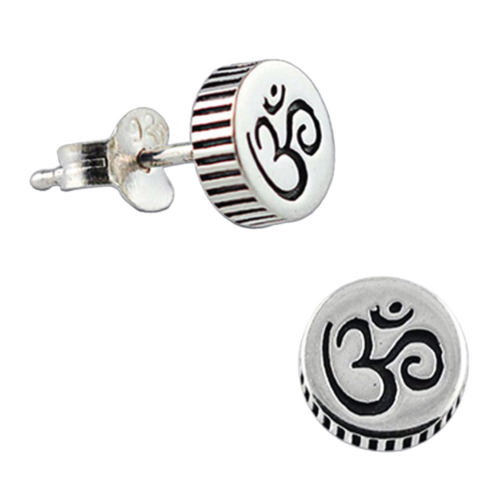 Om Stud Silver Earrings