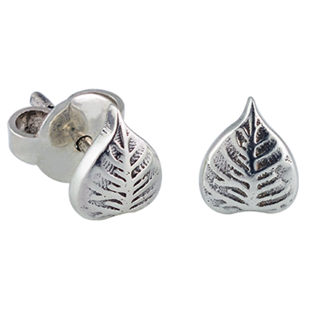 Peepal Leaf Silver Stud Earrings