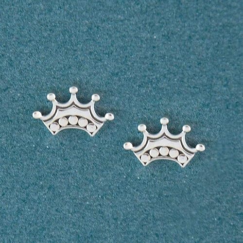 Princess Tiara Silver Stud Earrings