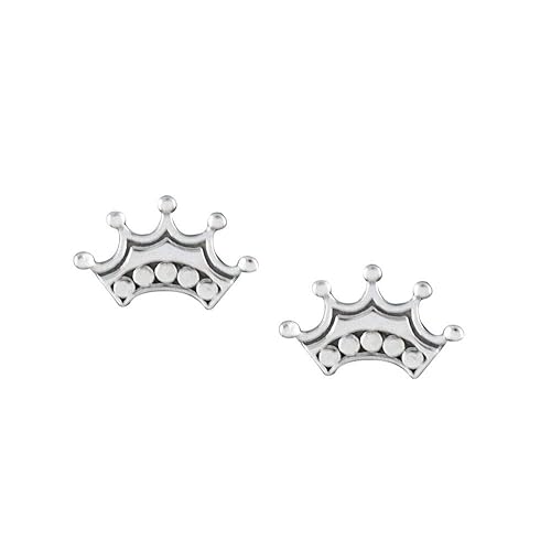 Princess Tiara Silver Stud Earrings