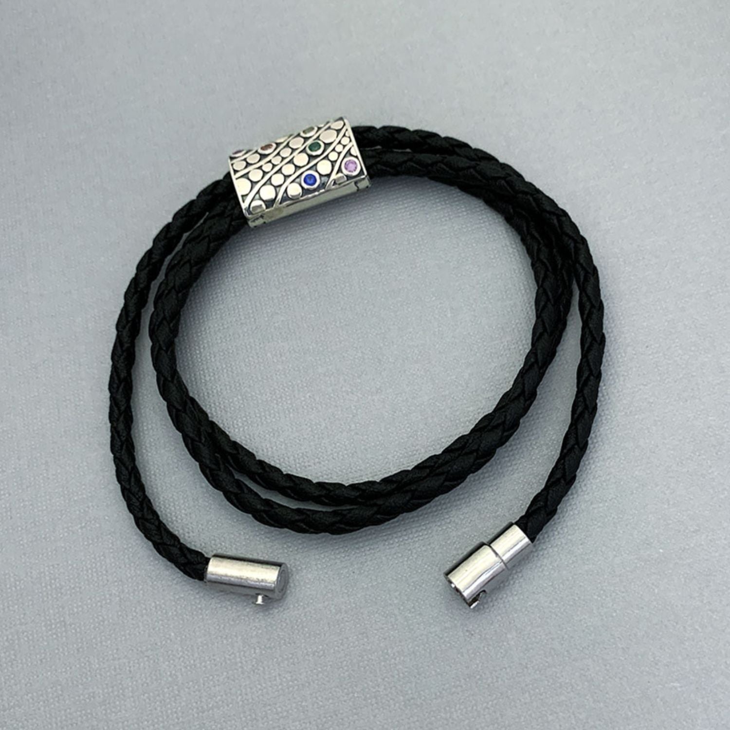 Rainbow Spectrum Silver Story Bead with Versatile Necklace Cum Bracelet