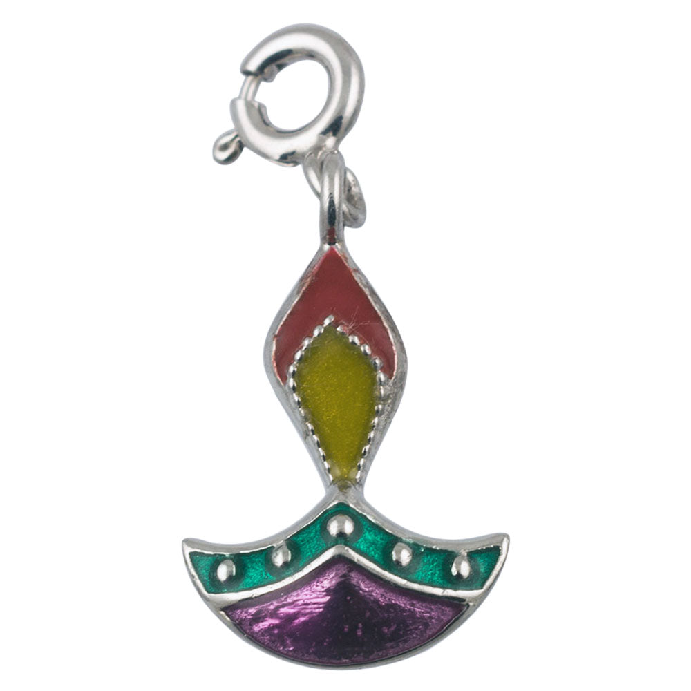 Rangoli Diya Silver Charm