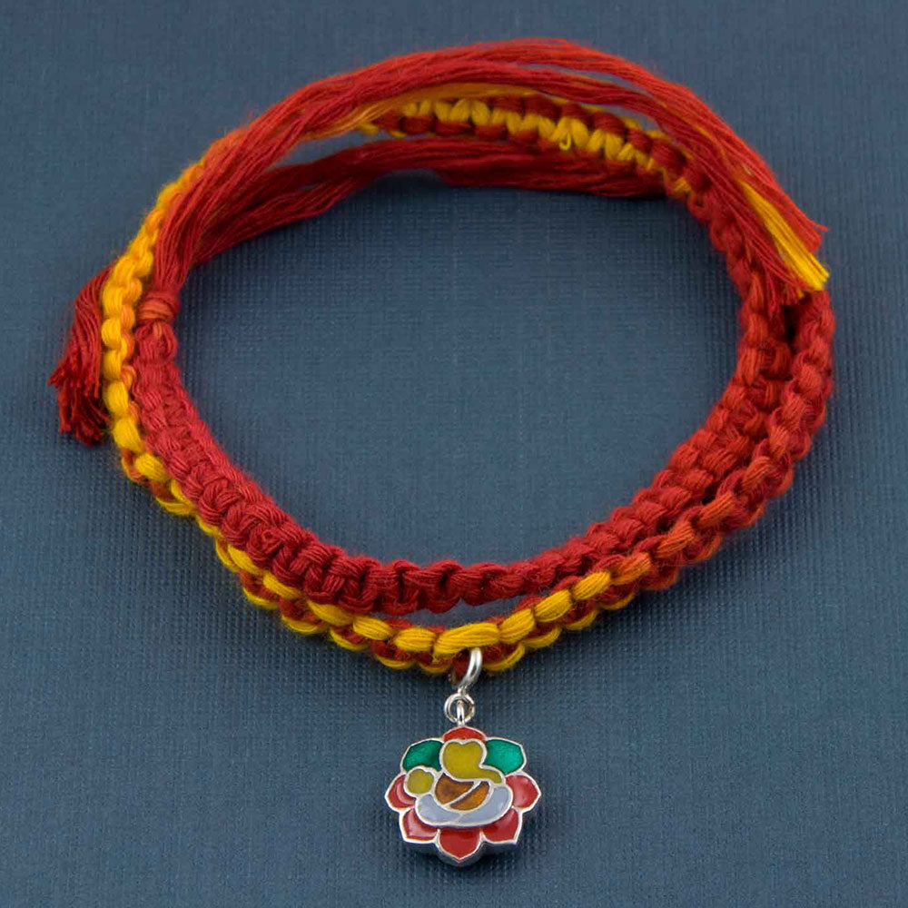 Rangoli Ganesha Silver Charm Moli Rakhi Bracelet