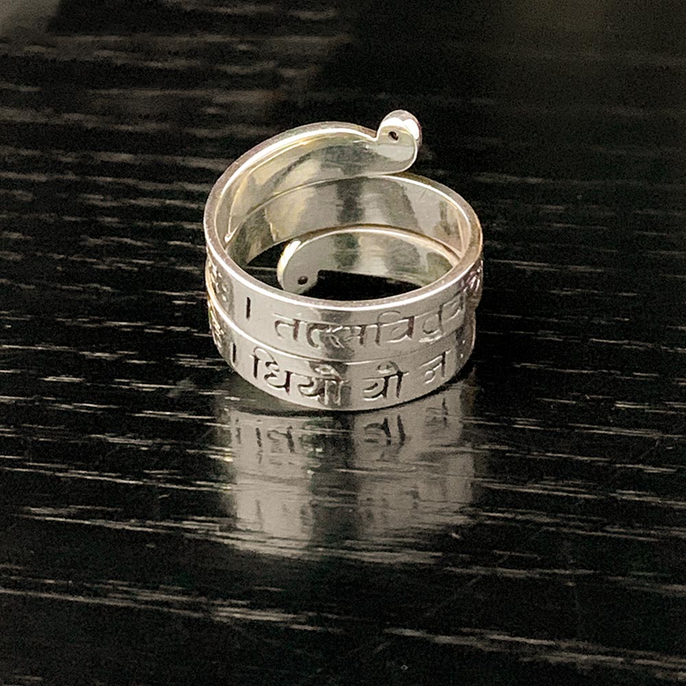 Gayatri Mantra Silver Wrap Message Ring-18