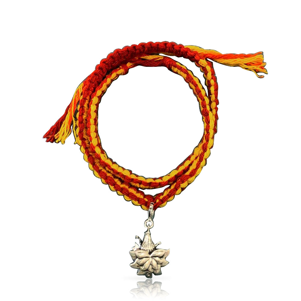 Saraswati Aashirwaad Silver Charm Moli Rakhi Bracelet