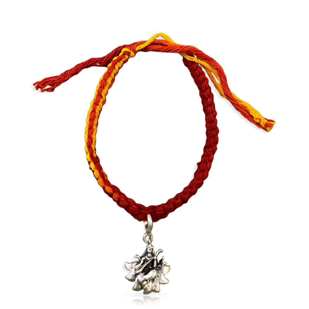 Saraswati Aashirwaad Silver Charm Moli Rakhi Bracelet