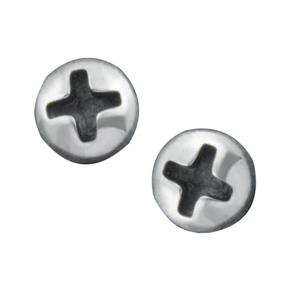 Screw Stud Silver Earrings