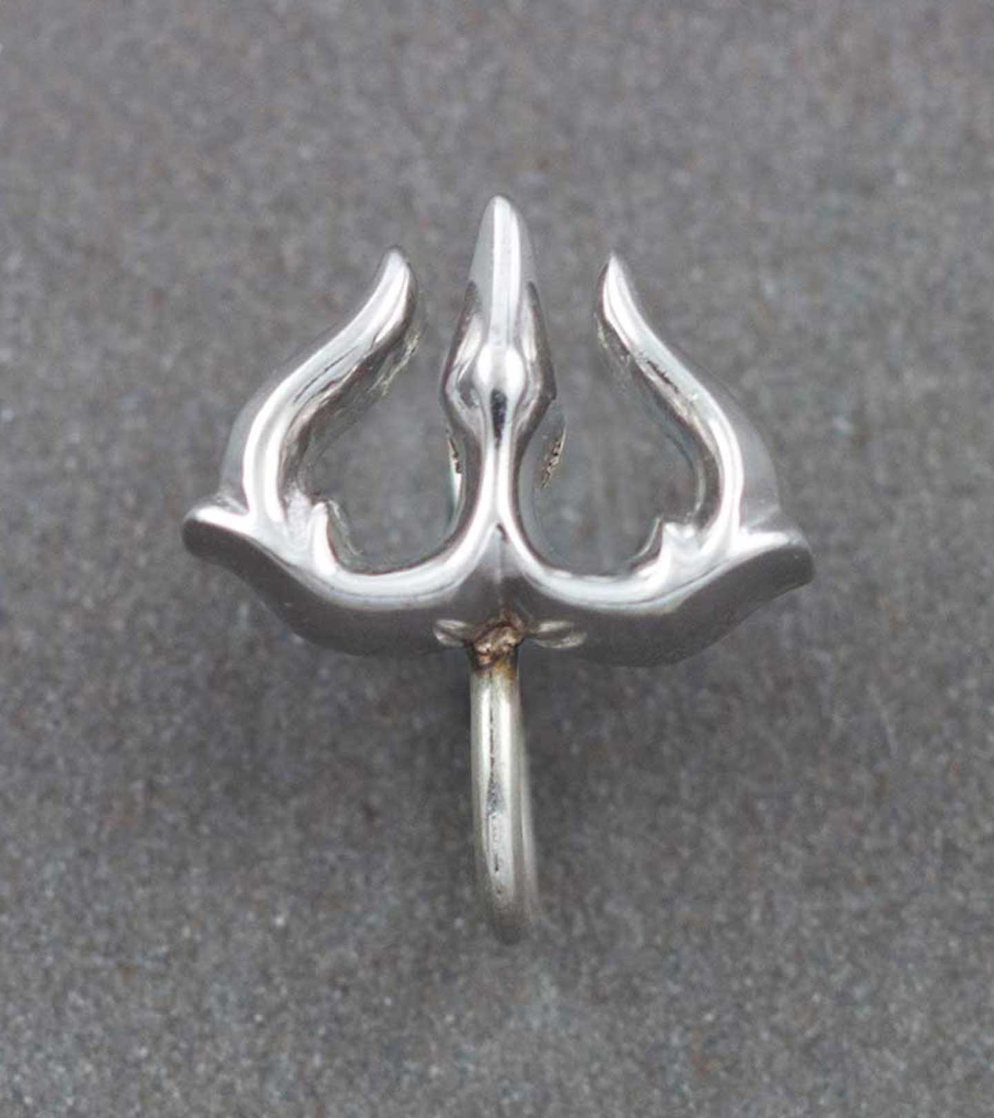 Shakti Trishul Clip-on Silver Nose Pin