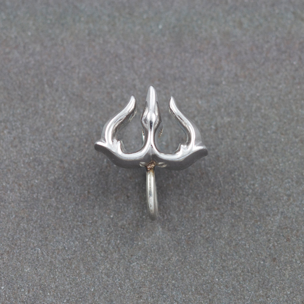 Shakti Trishul Clip-on Silver Nose Pin