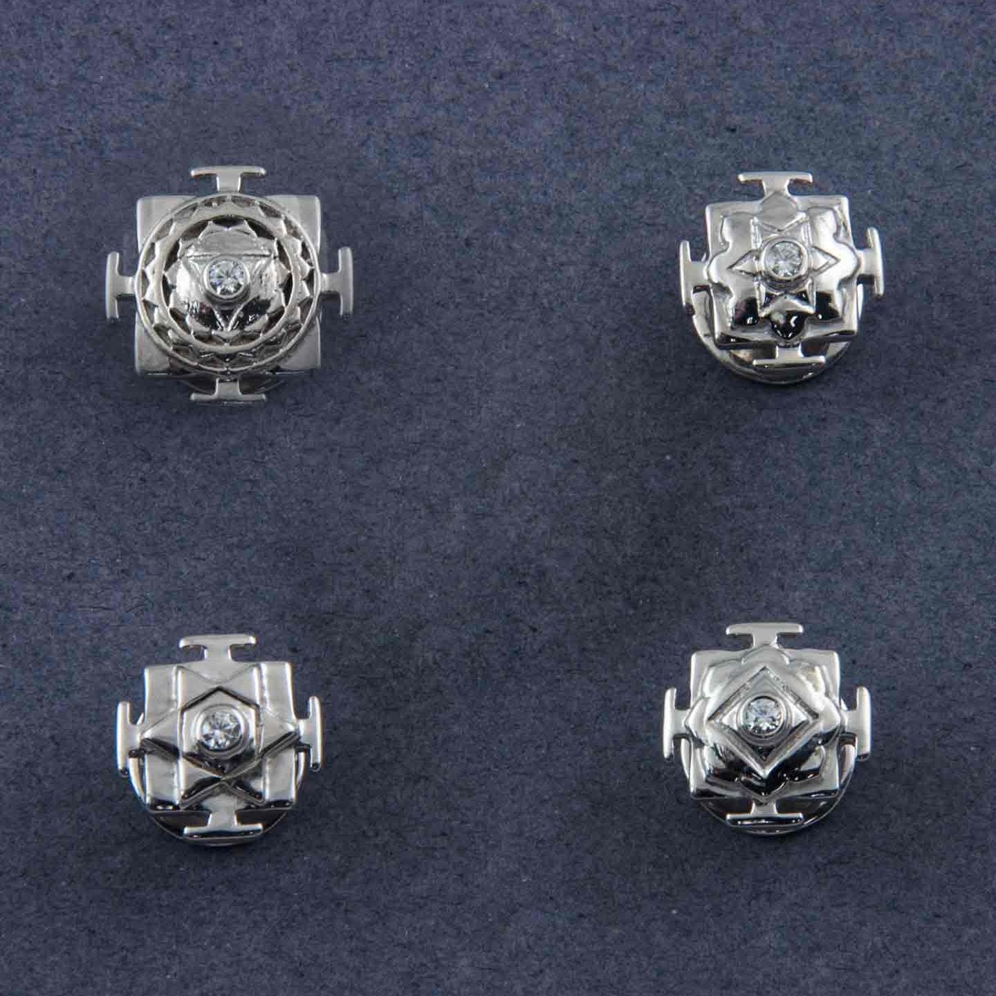 Shri Yantra Silver Kurta Button Set