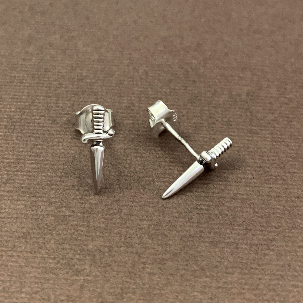 Silver Dagger Stud Earrings