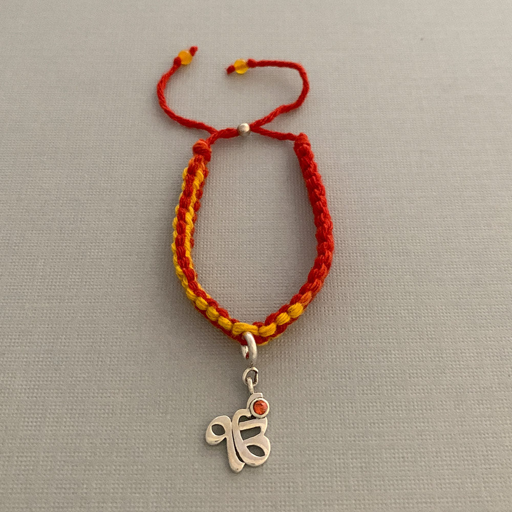 Ek Onkar Silver Charm Adjustable Moli Rakhi Bracelet