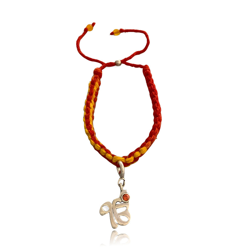 Ek Onkar Silver Charm Adjustable Moli Rakhi Bracelet