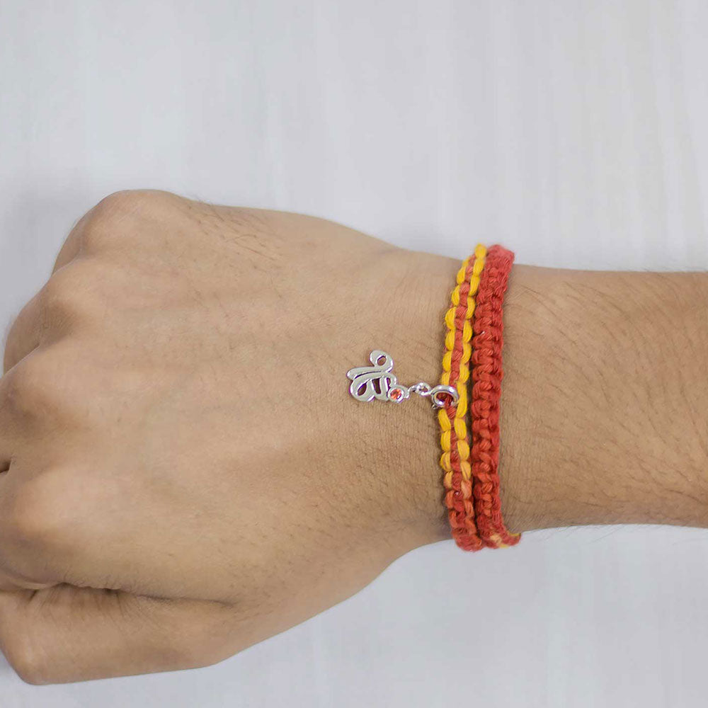 Ek Onkar Silver Charm Moli Rakhi Bracelet