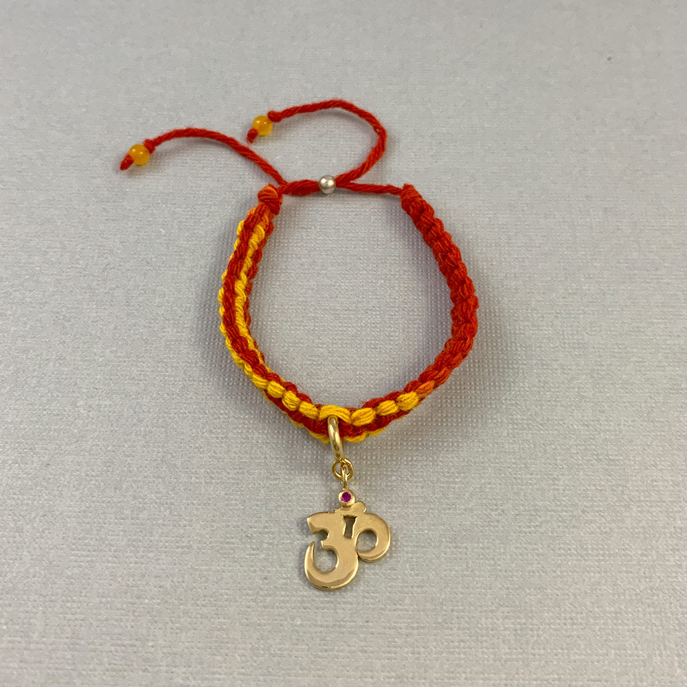 Om Gold-Plated Silver Charm Adjustable Moli Rakhi Bracelet