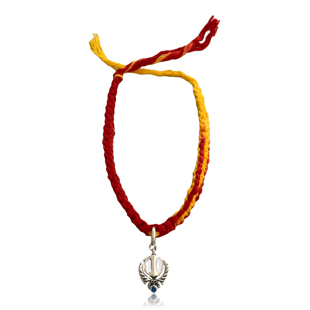 Divine Knowledge Khanda Silver Charm Moli Rakhi Bracelet