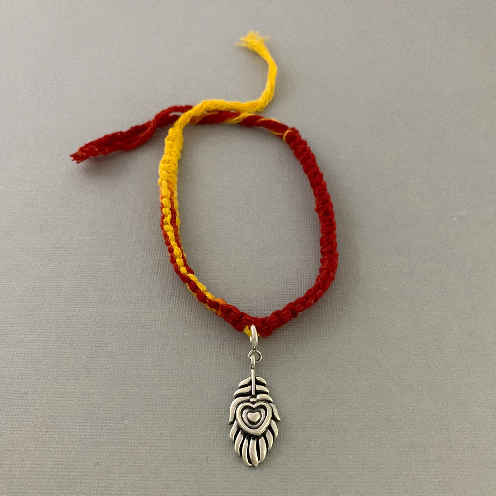 Mor Pankh Silver Charm Moli Rakhi Bracelet