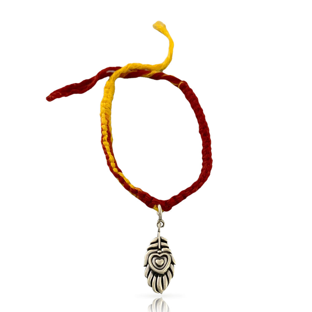 Mor Pankh Silver Charm Moli Rakhi Bracelet