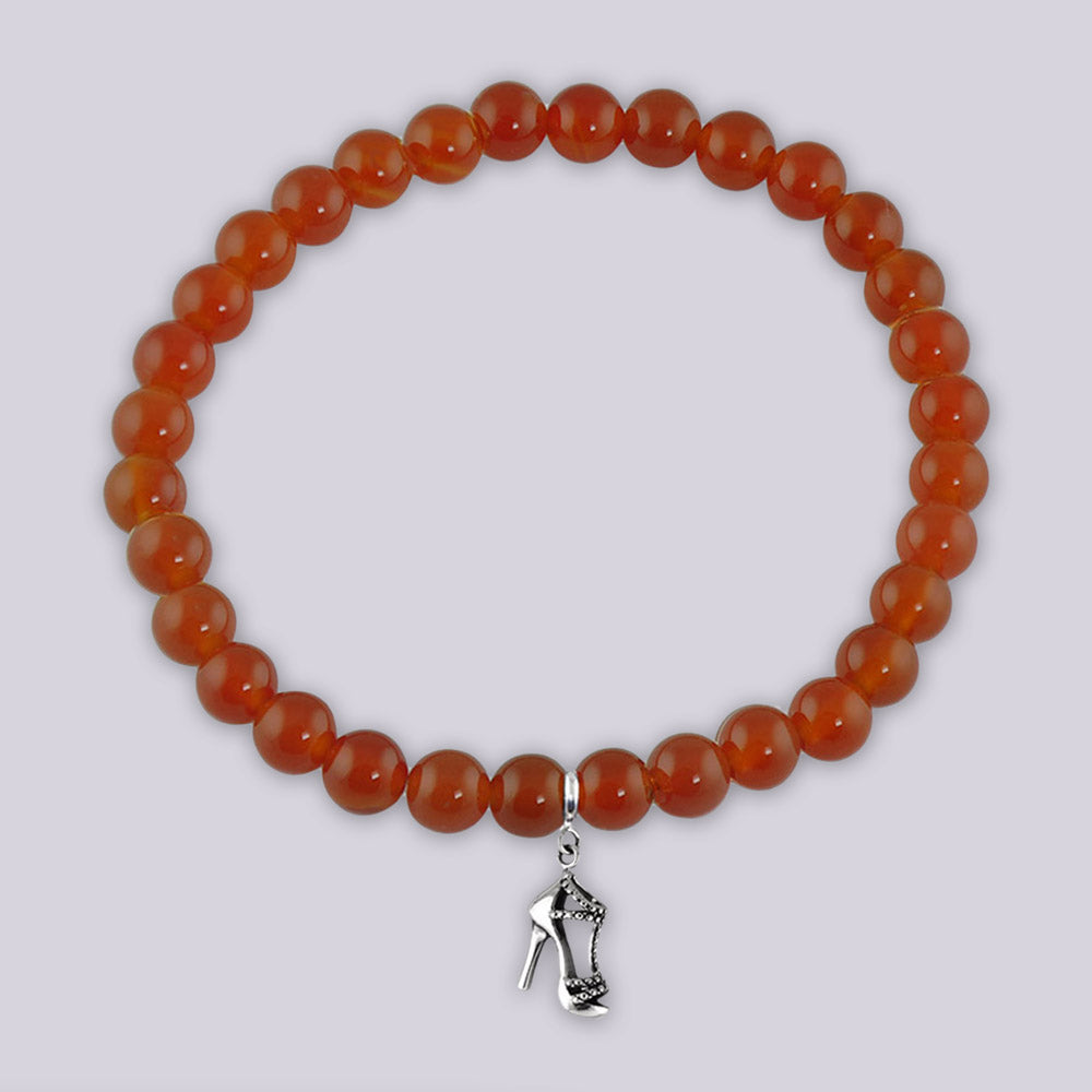 Strut Your Stuff Stiletto Silver Charm Red Onyx Bead Bracelet