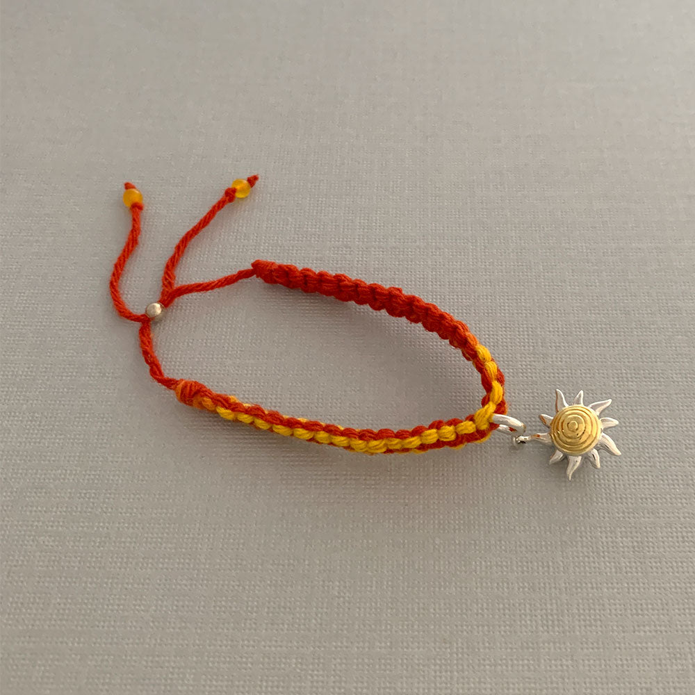 Sunshine Silver Charm Adjustable Moli Rakhi Bracelet