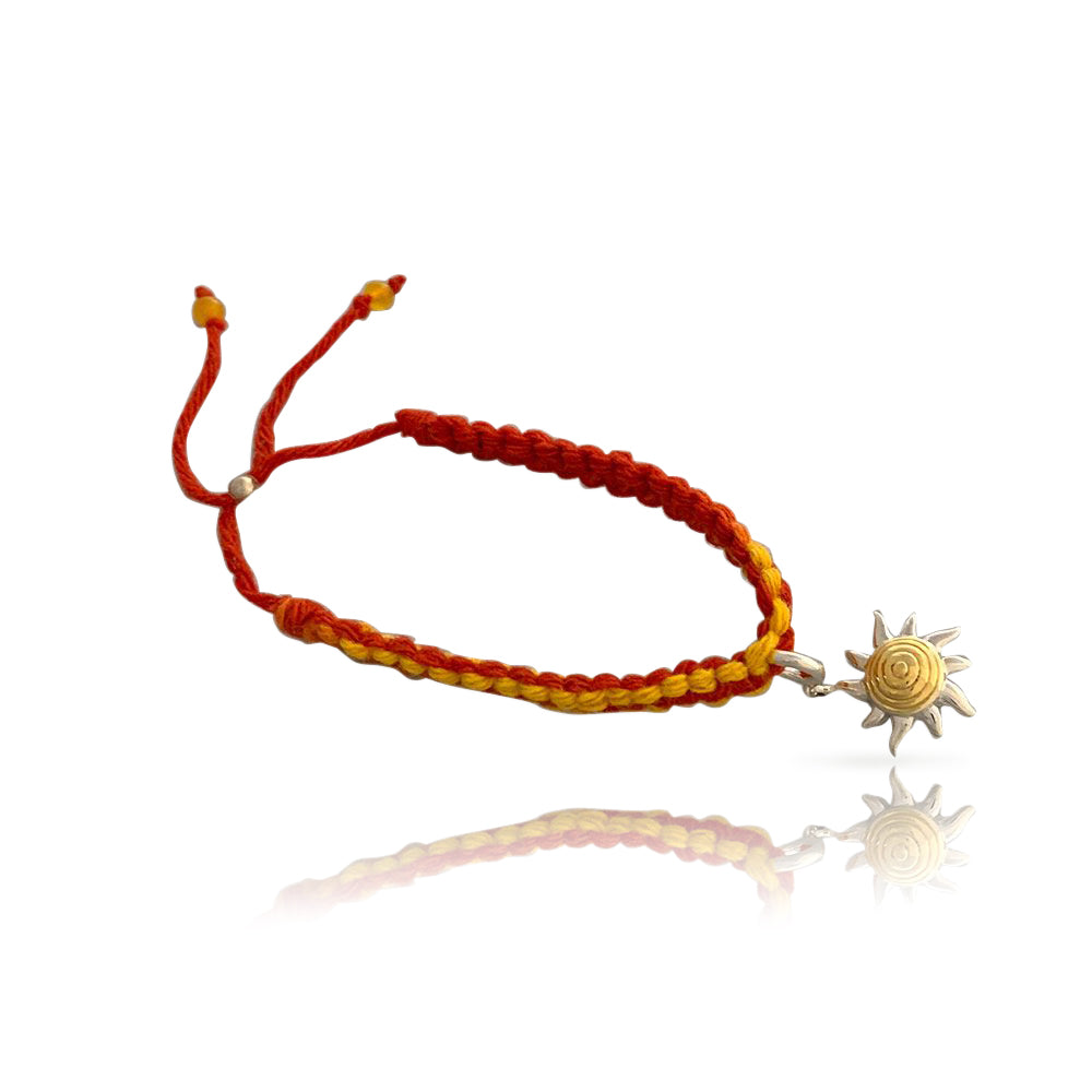 Sunshine Silver Charm Adjustable Moli Rakhi Bracelet