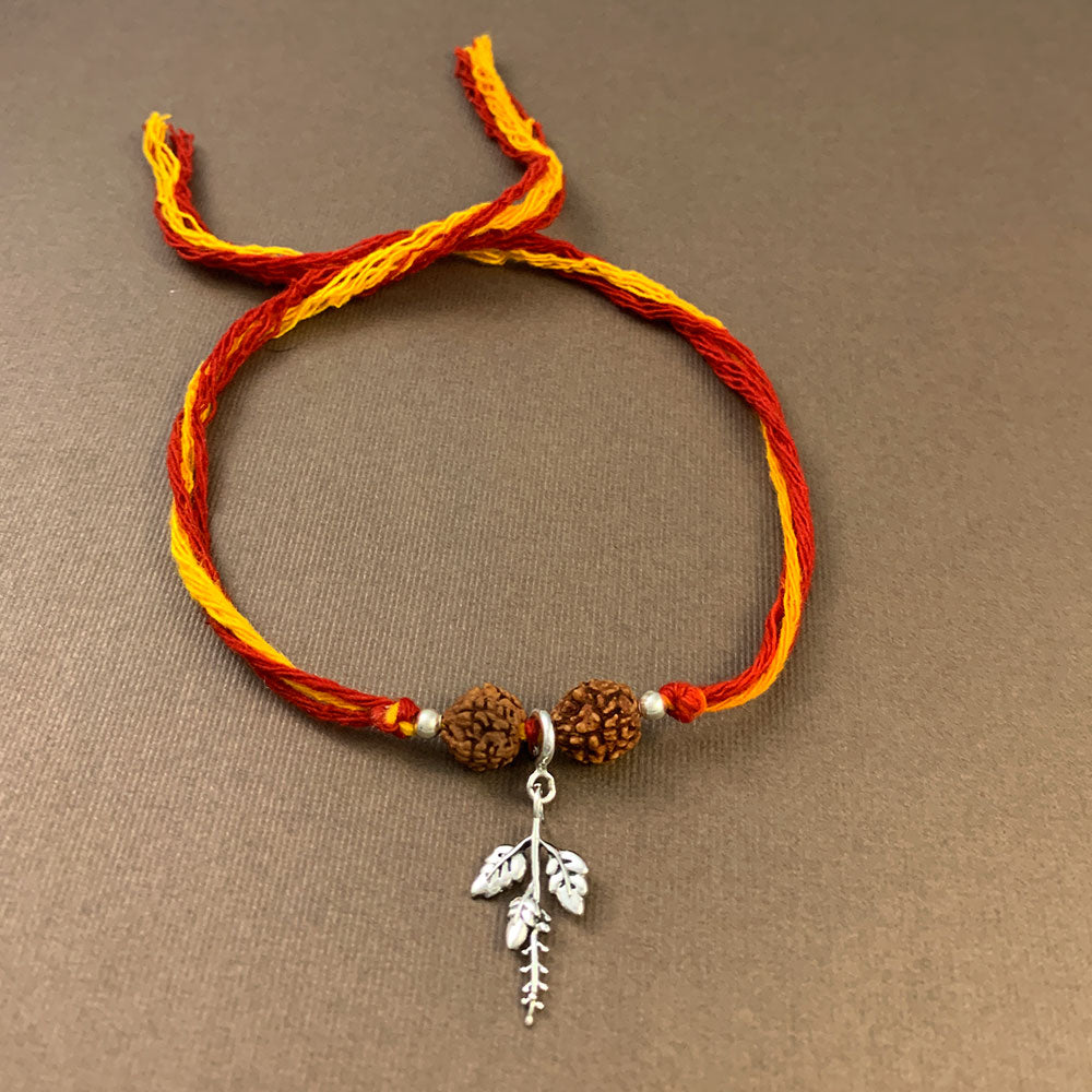 Tulsi Silver Charm Moli Rakhi Bracelet