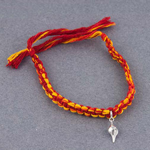 Shankh Silver Charm Moli Rakhi Bracelet