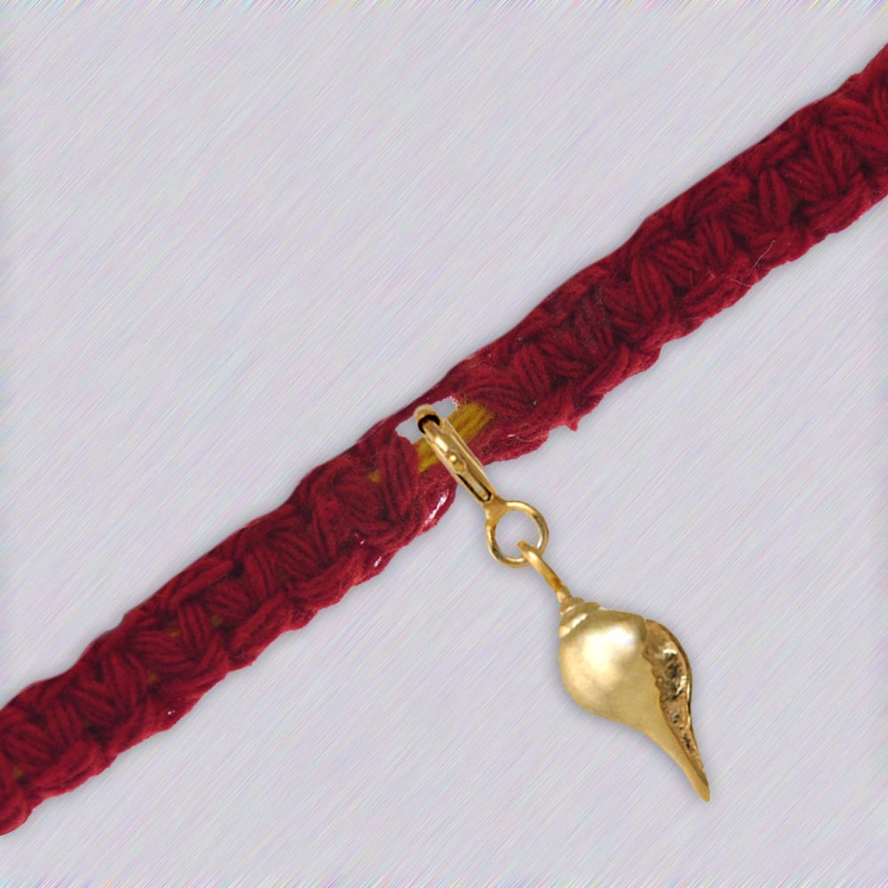 Shankh Gold-Plated Silver Charm Moli Rakhi Bracelet