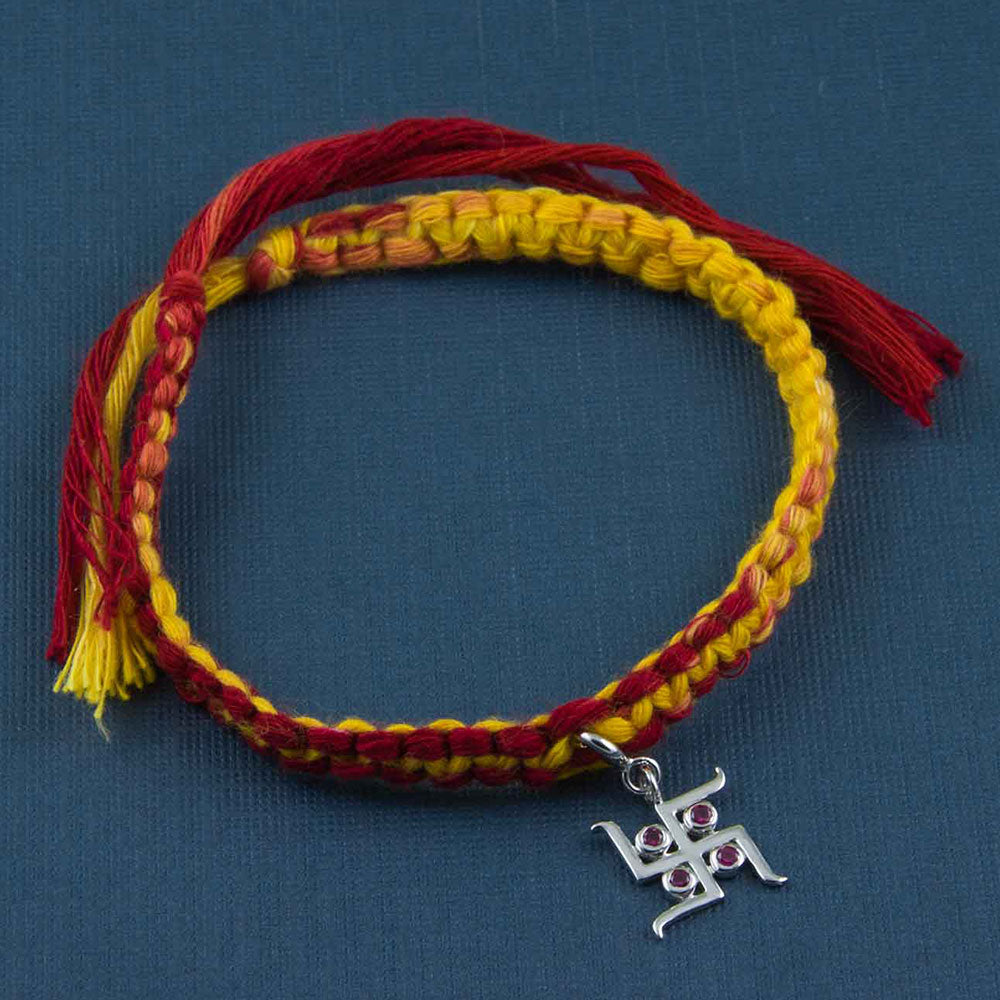 Svasti Silver Charm Moli Rakhi Bracelet