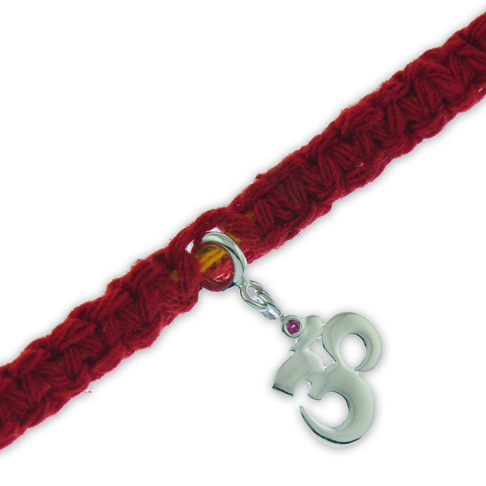 Om Silver Charm Moli Rakhi Bracelet