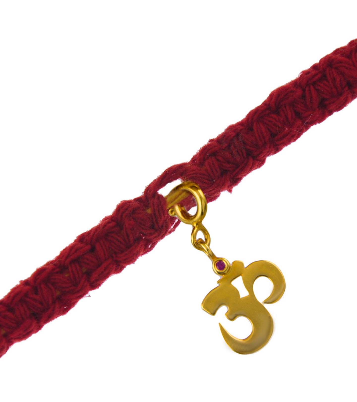 Om Gold-Plated Silver Charm Moli Rakhi Bracelet