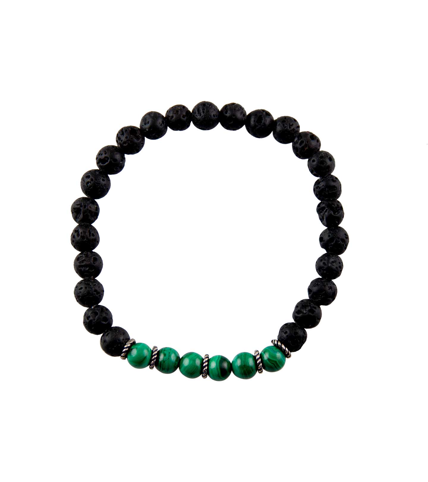 Stay Rooted Malachite & Lava Elastic Bead Bracelet