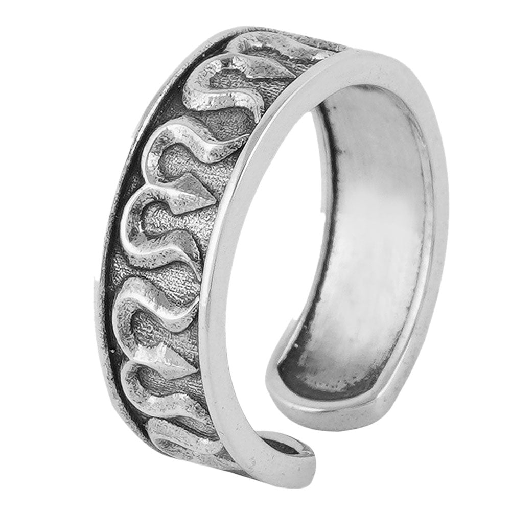 Trishul Band Silver Ring - Adjustable