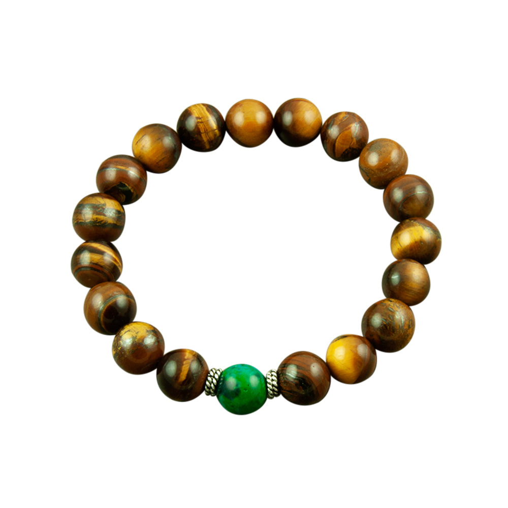 True Grit Tiger's Eye & Azurite Elastic Bead Bracelet