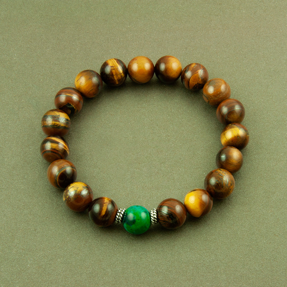 True Grit Tiger's Eye & Azurite Elastic Bead Bracelet