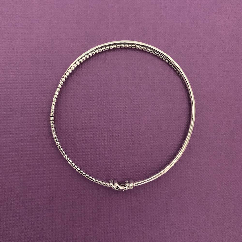 Twisted Textures Knot Silver Bangle-2-6