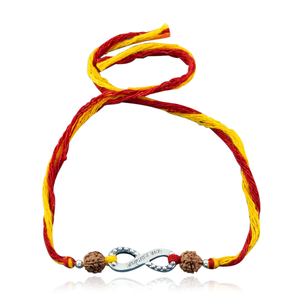 Aayushmaan Bhava Silver Pendant Moli Rakhi Bracelet