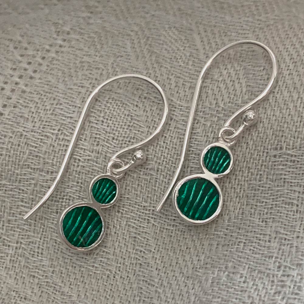 All About That Colour Silver Dangler Earrings in Green