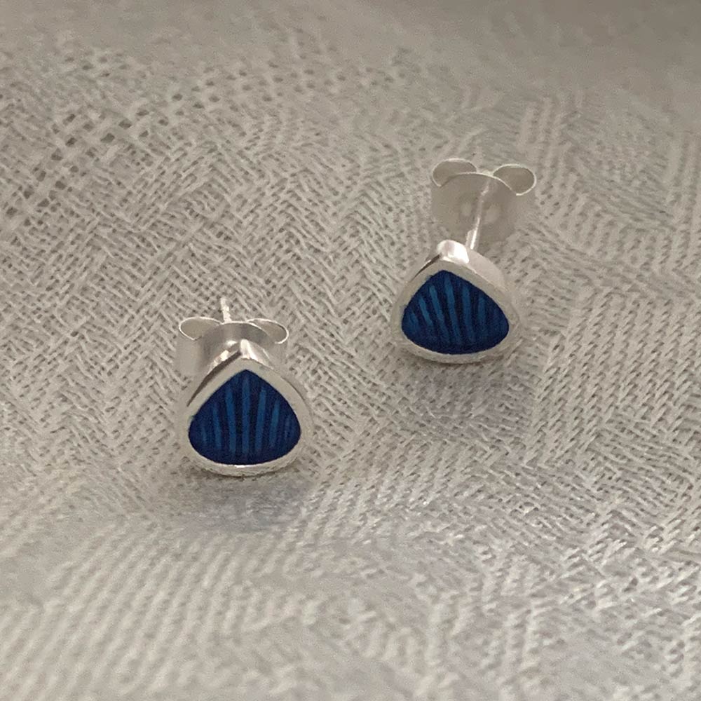 All About That Colour Silver Stud Earrings in Blue