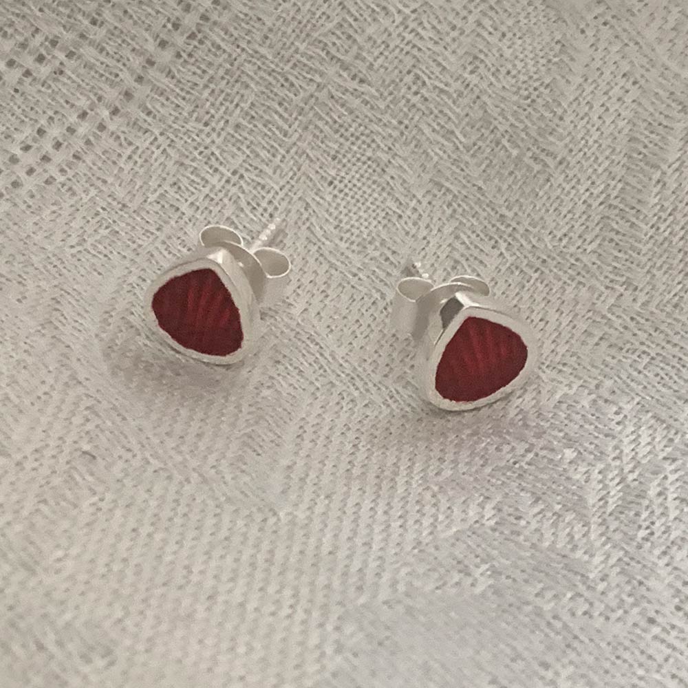 All About That Colour Silver Stud Earrings in Red